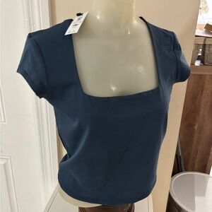 Garage muted teal square neck top size L